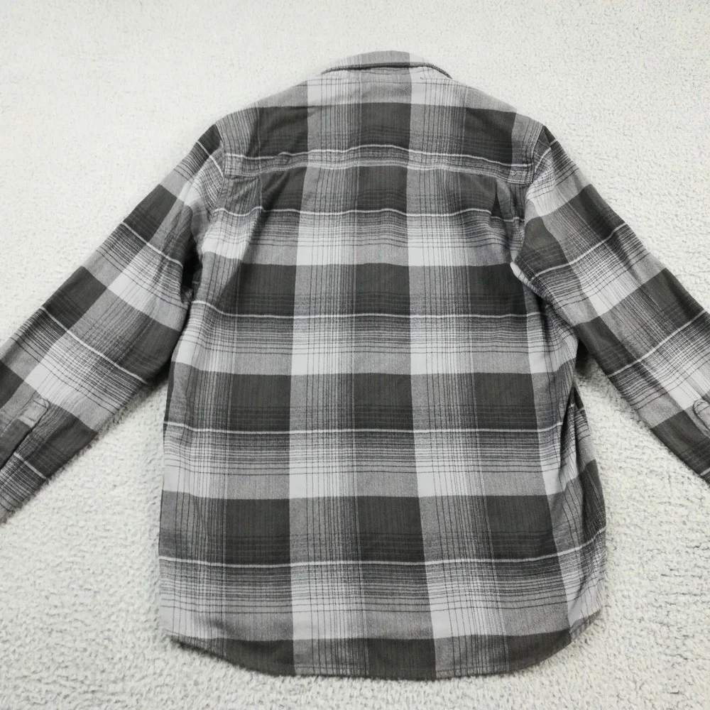 The North Face Mens Shirt Button Down Flannel Stayside Black Gray Plaid M